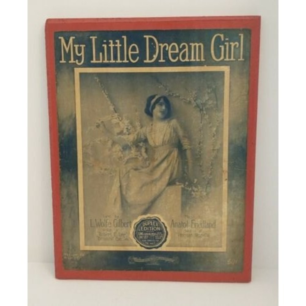 Vintage My Little Dream Girl Poster Wood Backing.